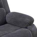 Manual Recliner Sectional Sofa Set, Corduroy L-Shaped Living Room Furniture Sets, Reclining Corner Couch with Drop-Down Table/Storage Console/Cup Holders for Home Office (Dark Grey, Sectional)