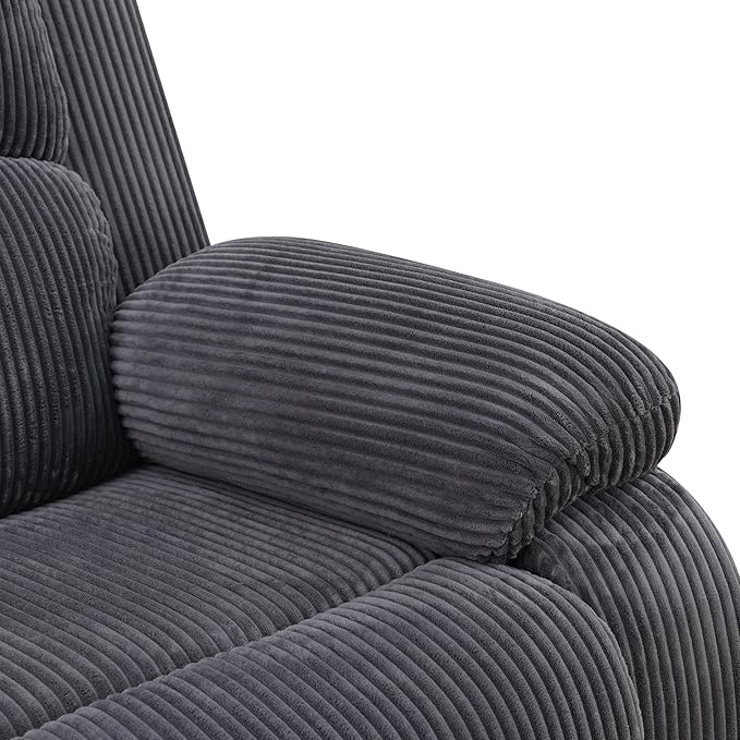 Manual Recliner Sectional Sofa Set, Corduroy L-Shaped Living Room Furniture S...