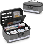 Damero Locking Pill Bottle Organizer with Inner Dividers, Medicine Storage and Organizer Bag Combination Lock for Medicine, Vitamins and Medical Supplies, Gray