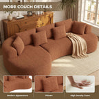 126" Oversized Curved Sectional Sofa for Living Room, Boneless Modern Couch with Chaise, Cloud Couch with 7 Pillows, No Assembly, Caramel 1PCS