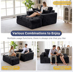 MAXYOYO Modular Sectional Chaise Lounge Sofa, Upholstered Lounge Chair with Ottoman, Comfy Couch with Layered Cushion, Tufted Upholstered Sleeper Chair for Living Room, No Assembly, Black