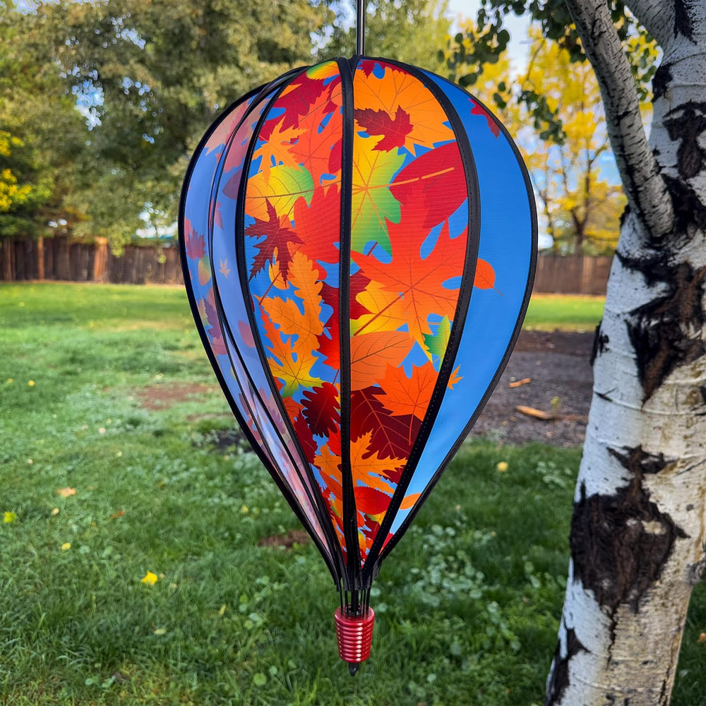 In the Breeze 0997 Fall Leaves Hot Air Balloon Spinner, 10-Panel