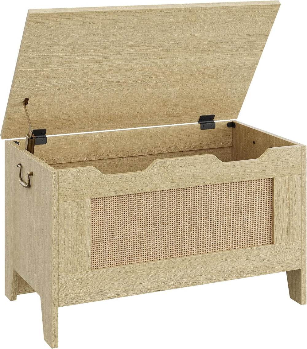 IDEALHOSUE 30” Storage Chest, Wooden Storage Bench with Safety Hinge, Retro B...