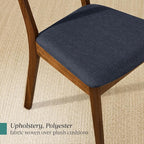 Best Choice Products Dining Chairs Set of 2, Mid-Century Modern Upholstered Wood, Armless w/Seat Cushion, Padded Backrest - Walnut/Navy Blue