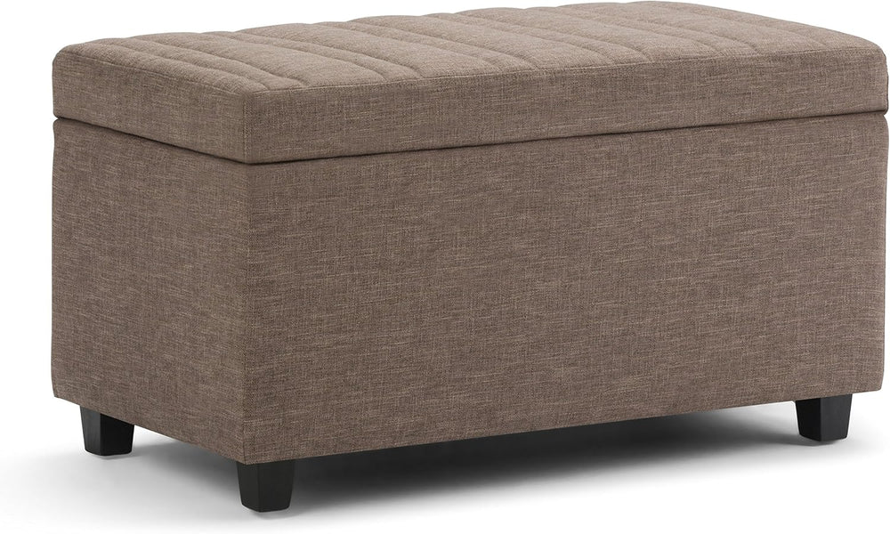 SIMPLIHOME Darcy 33 inch Wide Contemporary Rectangle Storage Ottoman Bench in...