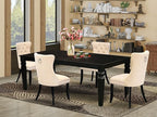 East West Furniture LGDA5-BLK-32 5 Piece Dining Set Contains a Rectangle Wooden Table with Butterfly Leaf and 4 Polyester Fabric Upholstered Chairs, 42x84 Inch, Black
