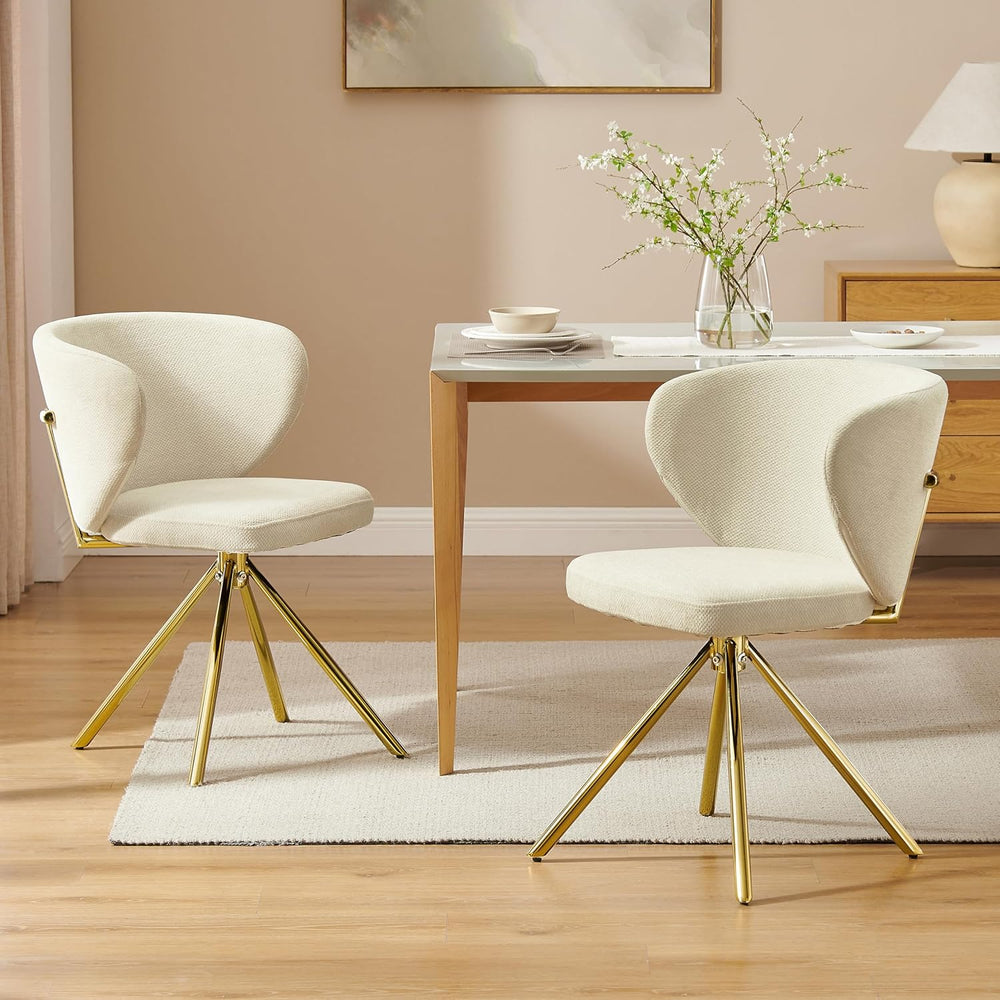 Art Leon Swivel Dining Chairs Set of 2 - Modern Fabric Upholstered Kitchen Di...