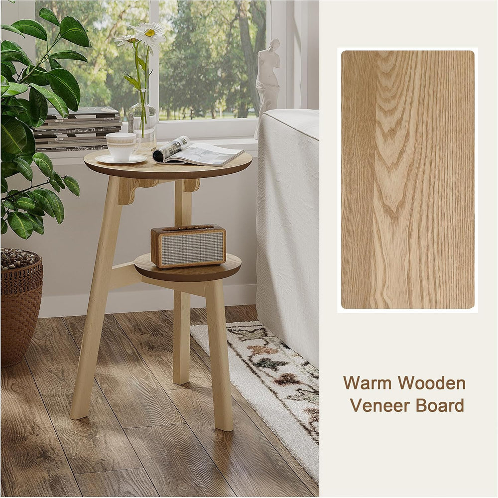 ChooChoo Round End Table for Small Spaces, Narrow Side Table, Accent Table Ni...