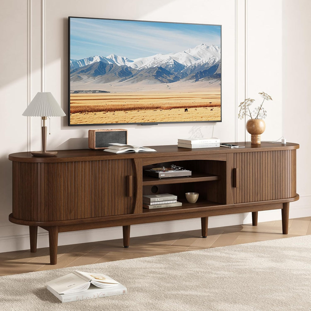 Decofy 69" Fluted TV Stand for TVs Up to 80" with Charging Station,...