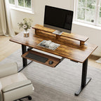 EUREKA ERGONOMIC Adjustable Keyboard Tray Under Desk, 28x11 Inch Large Slide Out Keyboard & Mouse Platform Tray, Wooden Pull Out Computer Keyboard Drawer for Typing Home Office Desk, Walnut