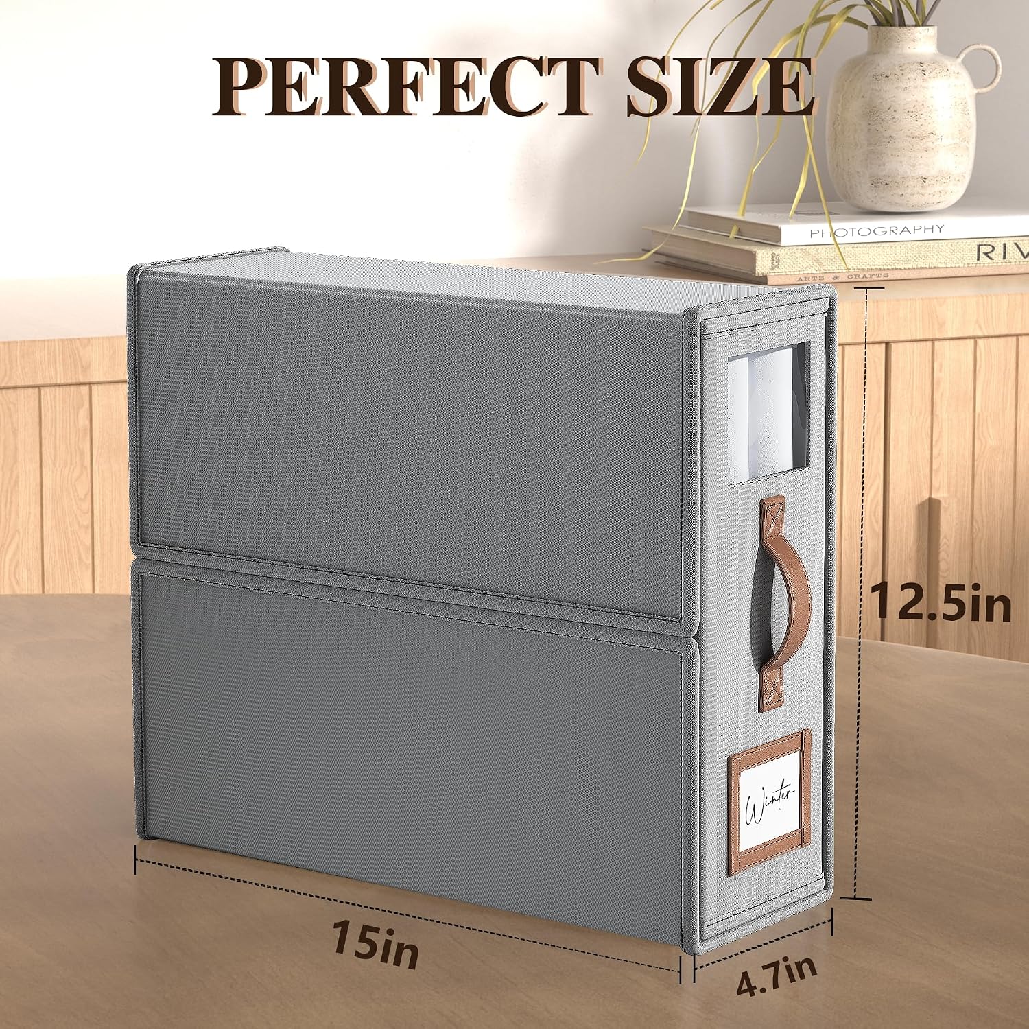 4 Pack Foldable Bed Sheets Set Organizers and Storage(King & Queen Size),Linen Fabric Closet Organizers with Window,Folding Bedding Storage Box for Bedsheets and Pillow Cube Organizer-Gray