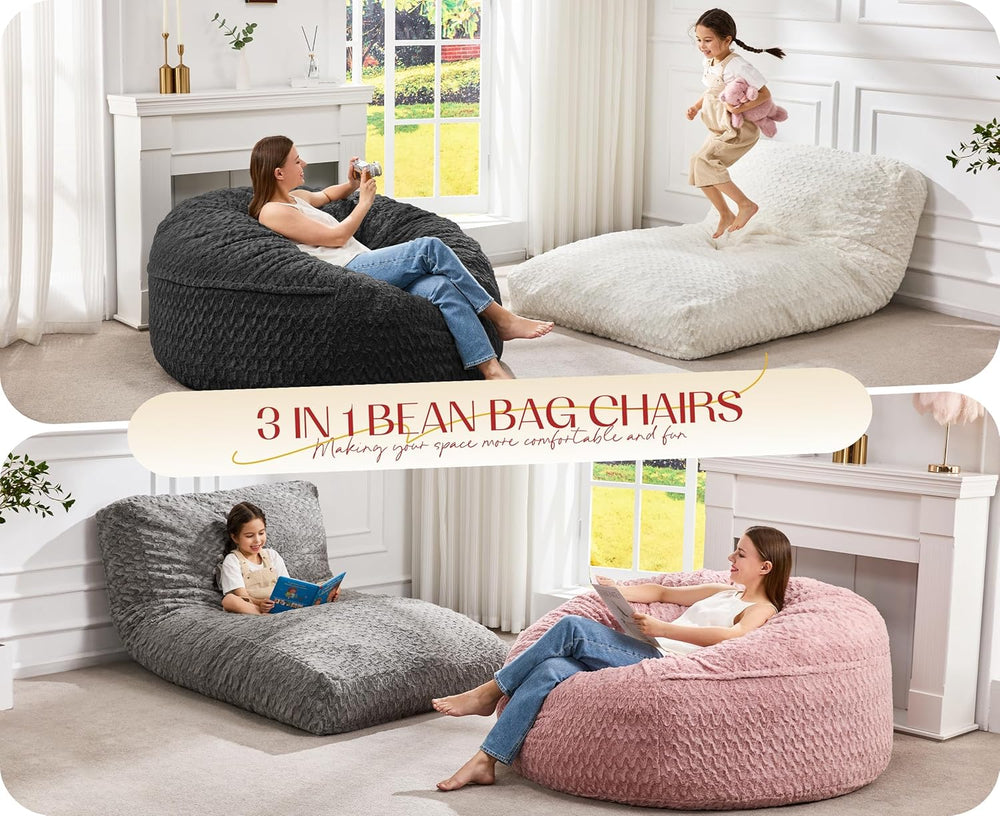 Hobestluk Bean Bag Chair Convertible 3 in 1 Beanbag Washable Giant Adult | La...