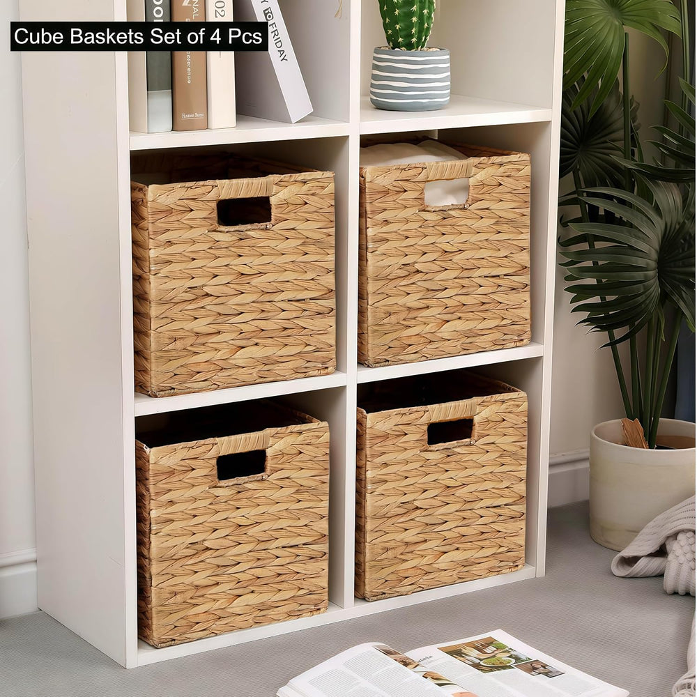 11 x 11 x 11 in Woven Storage Baskets,Set of 4 Wicker Cubes Baskets,Natural |...