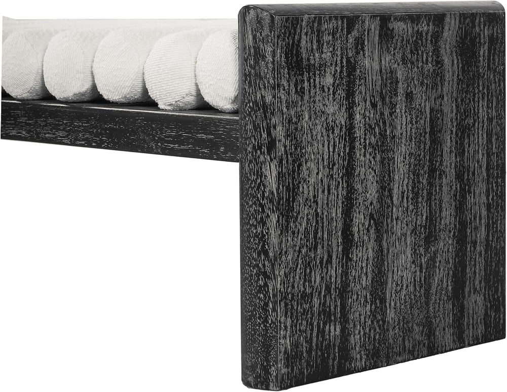 Virubi 62.8" Modern Chenille Upholstered End Bed Bench with Rolled Cushi...