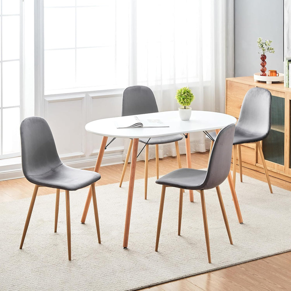 Homy Casa Mid-Century Modern Armless Dining Chairs Set, Upholstered with Velv...