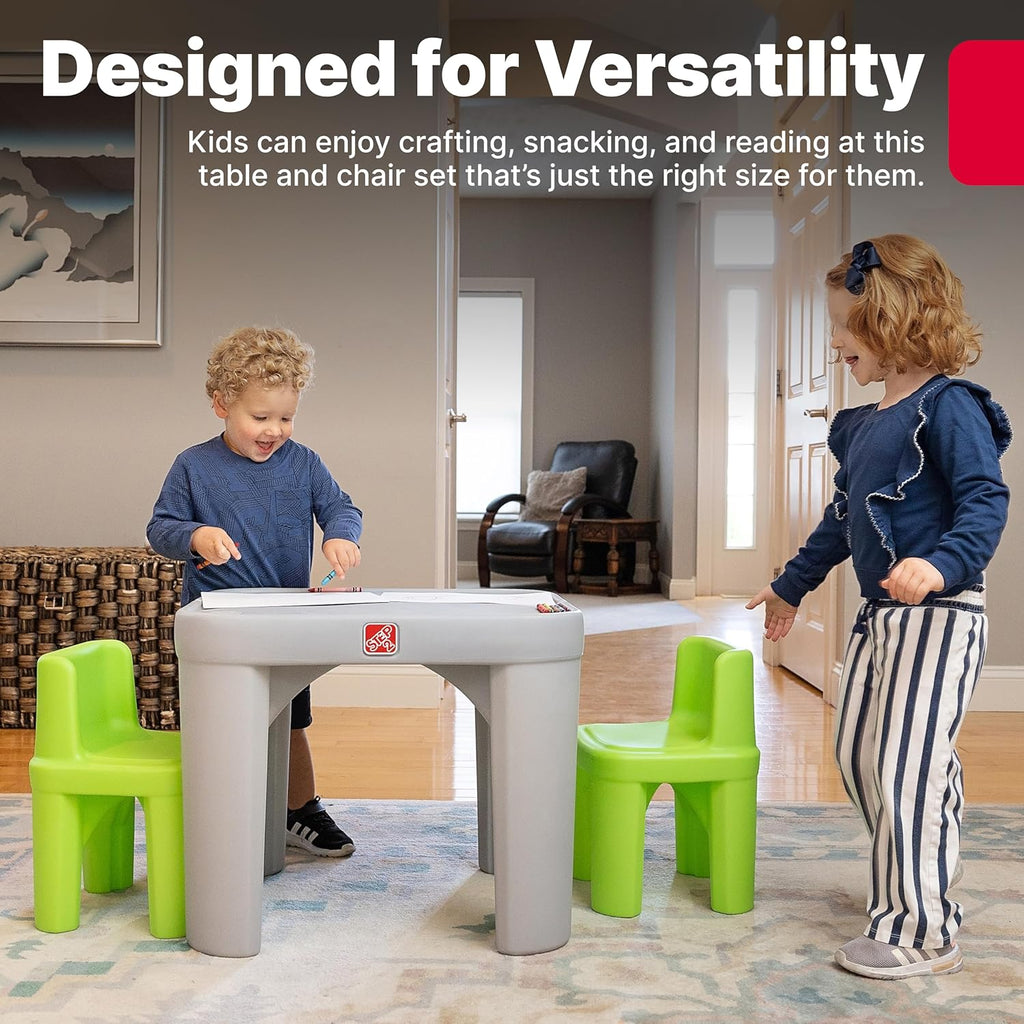 Step2 Mighty My Size Kids Table & Chair Set, Playroom Activity Table for Arts & Crafts, Made of Durable Plastic, For Toddlers 2+ Years Old, Gray & Green