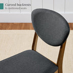 Best Choice Products Dining Chairs Set of 2, Mid-Century Modern Upholstered Wood, Armless w/Seat Cushion, Padded Backrest - Walnut/Charcoal