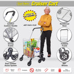 dbest products Stair Climber Cruiser Cart Shopping Grocery Rolling Folding Laundry Basket on Wheels Foldable Utility Trolley Compact Lightweight Collapsible, Silver
