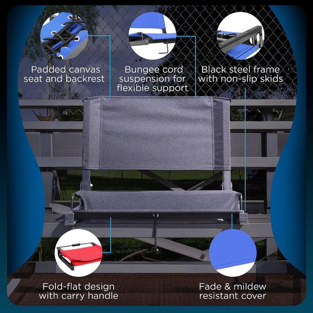 Sports Unlimited - Bleacher Chairs with Back and Cushion - Stadium Seats with...