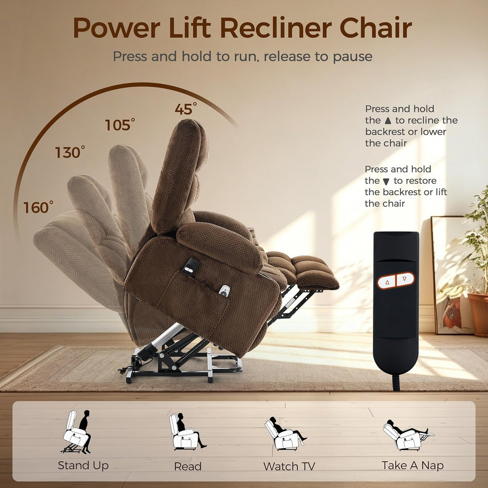 Power Lift Recliner Chair for Elderly, Electric Reclining Lift Chair with Mas...