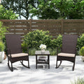 Oasishine Outdoor Rocking Chair 3 Pieces High-Backed Rocking Chair Patio Rocking Chairs Outdoor Table, Khaki
