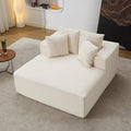 Qulomvs 57" Oversized Chaise Lounge Chair Indoor, No Assembly Boneless Couch, Corduroy Upholstered Sofa Bed, Deep Seat Comfy Reading Chair, Cloud Sleeper Couch for Living Room, Bedroom (Beige)