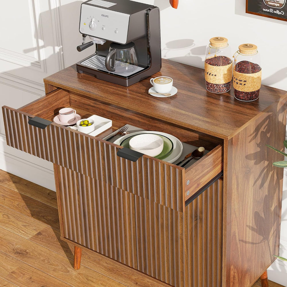 LYNCOHOME Fluted Sideboard Buffet Cabinet with Storage, 1 Drawers and 2 Doors...