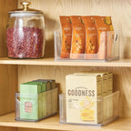 iDesign Plastic Stackable Kitchen Cabinet Storage Bin with Handles - Clear Pantry Organizer