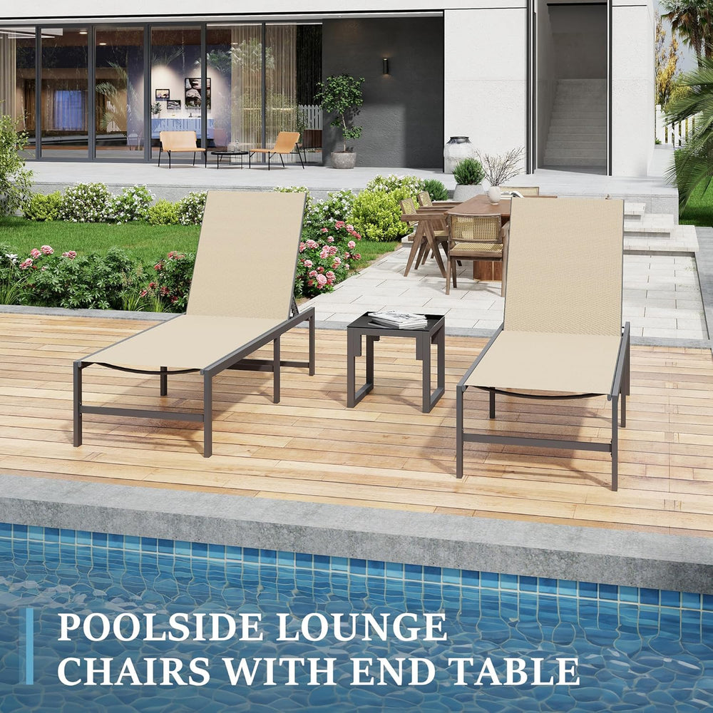 UDPATIO Chaise Lounge Chair Patio Pool Lounge Chair Outdoor with 5 Position A...
