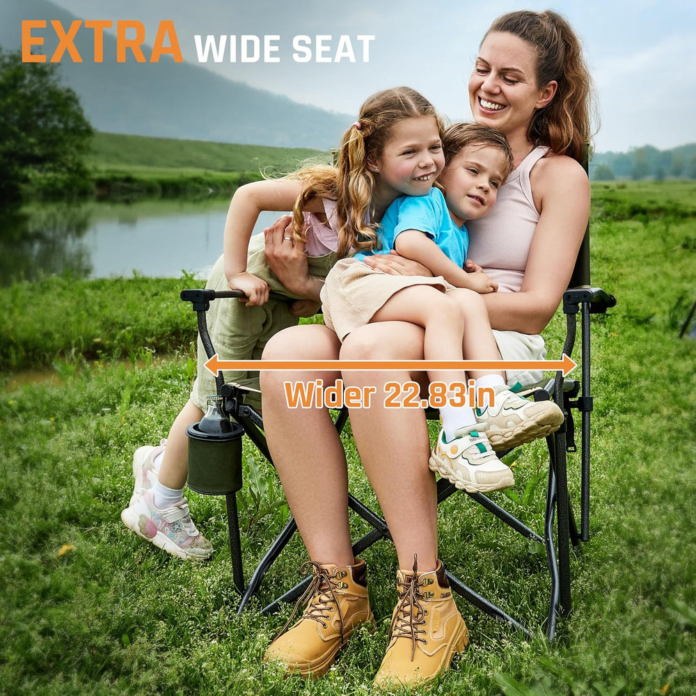 2 Pack Oversized Heavy Duty Camping Chairs for Adults 400LBS Capacity | Porta...