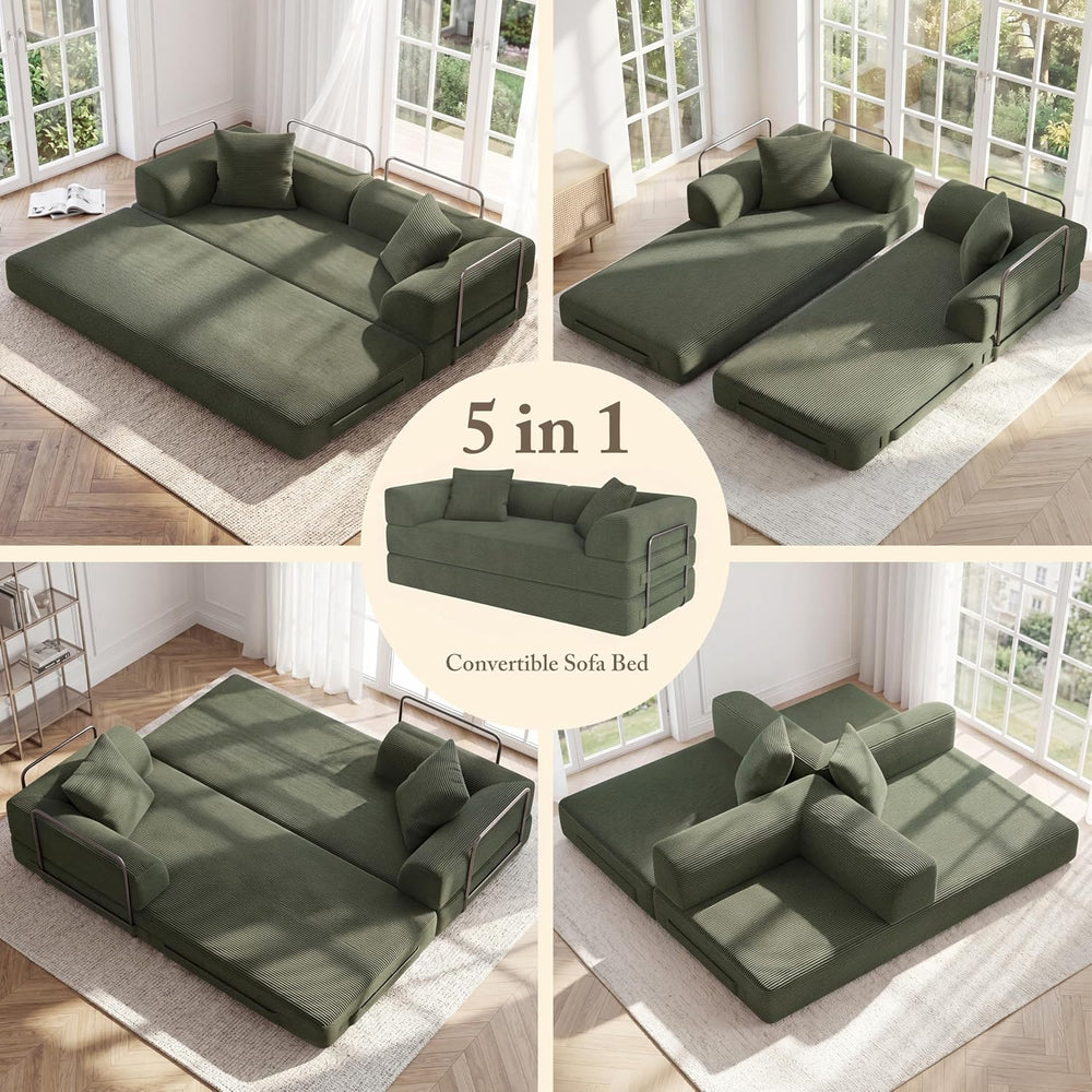 Cloud Couch Futon Sofa Bed, 5-in-1 Convertible Sofa Bed Pull Out Couch Sleepe...