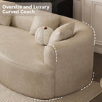 ONEMMLION 111" Oversized Boneless L-Shaped Sectional Sofa, Light Brown | Luxury modern curved cloud couch for Living Room with extra-deep seat,left-facing chaise,no assembly required