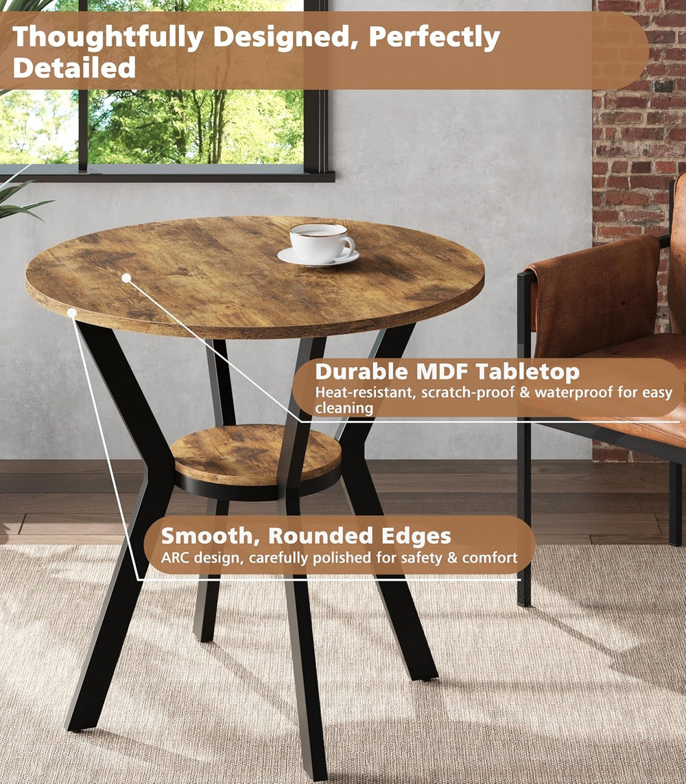 MECHYIN 31.5" Round Kitchen Table for 2-4, Small Round Dining Table with...