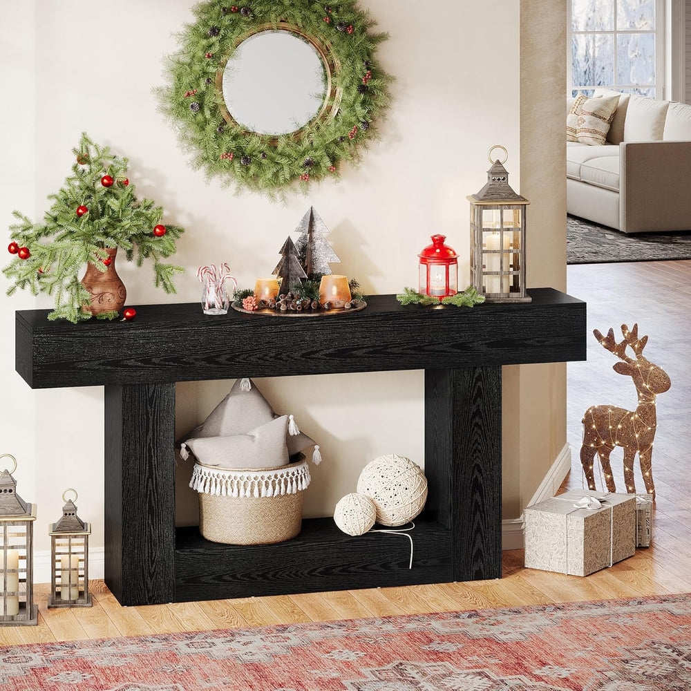 Tribesigns 63-Inch Long Console Table, 2-Tier Entryway Table Sofa Table with ...