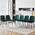 NORDICANA Forest Green Velvet Dining Chairs Set of 6, Upholstered Tufted Kitchen Chairs, Comfortable Seat, Metal Leg, Easy Assembly