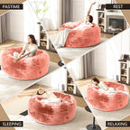 Bean Bag Chair for Adults Soft Comfy Bean Bag for Adults, Cozy Reading Chair, Large Round Bean Bag Couch, Versatile Living Room & Bedroom Chairs (Pink, 4FT)