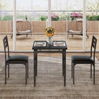 GarveeHome 3 Piece Dining Table Set, Kitchen Table Set for 2, Black | Dining Table and Chairs Set of 2, With Spiral Table Legs, Suitable for Small Spaces, Kitchen, Apartment