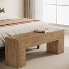 Tribesigns 47'' Wooden Entryway Bench, Farmhouse Entry Bench Seat, Indoor End of Bed Bench with Storage Capability for Living Room, Bedroom, Hallway, Easy Assembly, Natural Brown