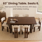 COLAMY 63 Inch Dining Room Table for 4 to 6, Modern Farmhouse Rectangular Kitchen Table with Easy-Care Melamine Surface, Stable Wooden Pedestal Dining Table, Multiple Color Options,Darkbrown
