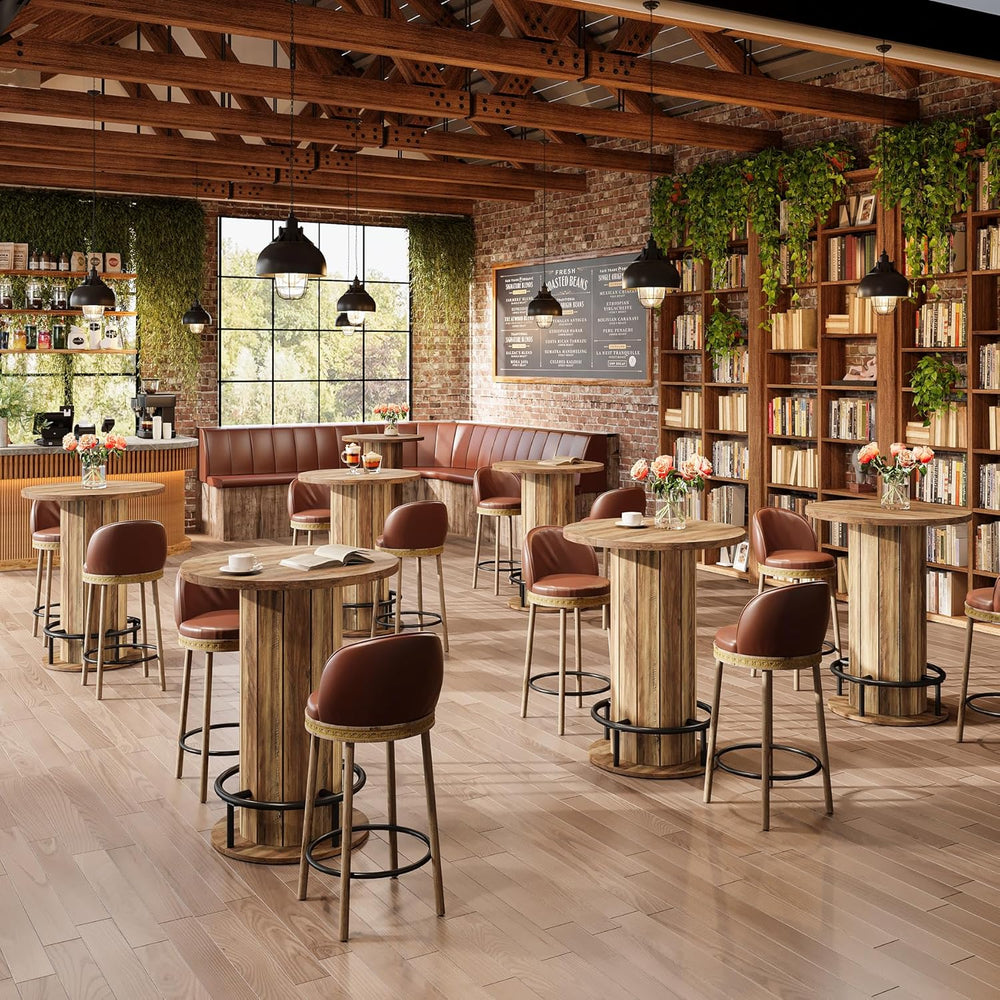 Tribesigns Round Dining Table, Bar Height Commercial Kitchen Table with Wood ...