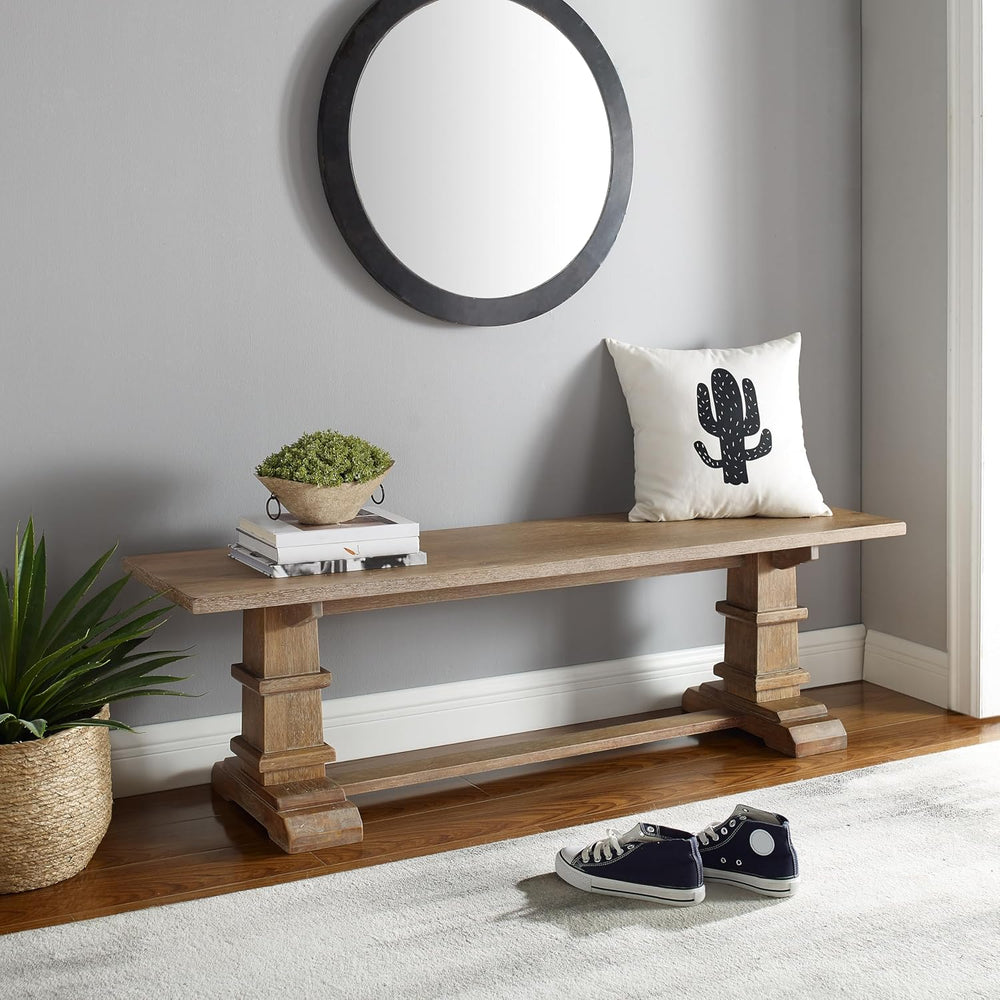 Crosley Furniture Joanna Wood Dining Bench for Entryway or Mudroom, Rustic Brown