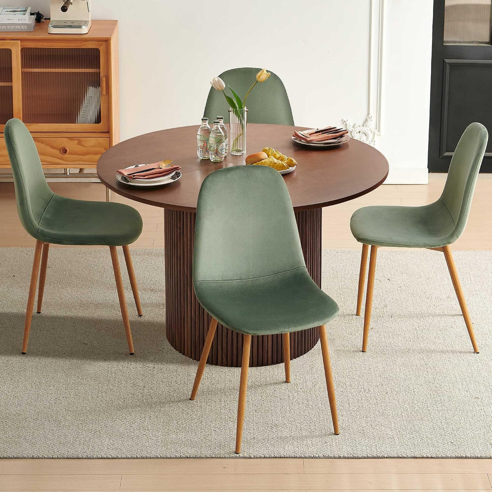 Dining Table Set for 4, Mid Century Modern 47 Inch Wooden Round Dining Table ...