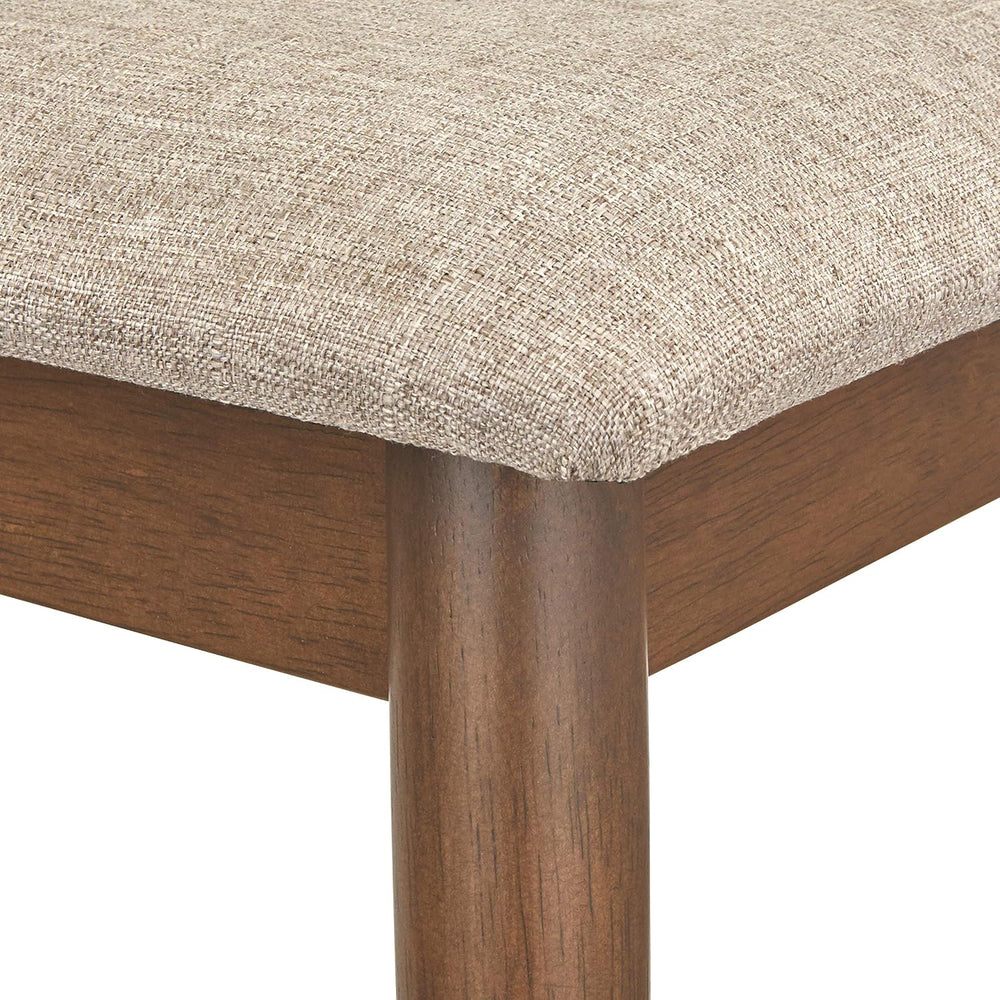 Newburg Mid-Century Modern Dining Bench, Mocha/Walnut | Upholstered Seat, Moc...