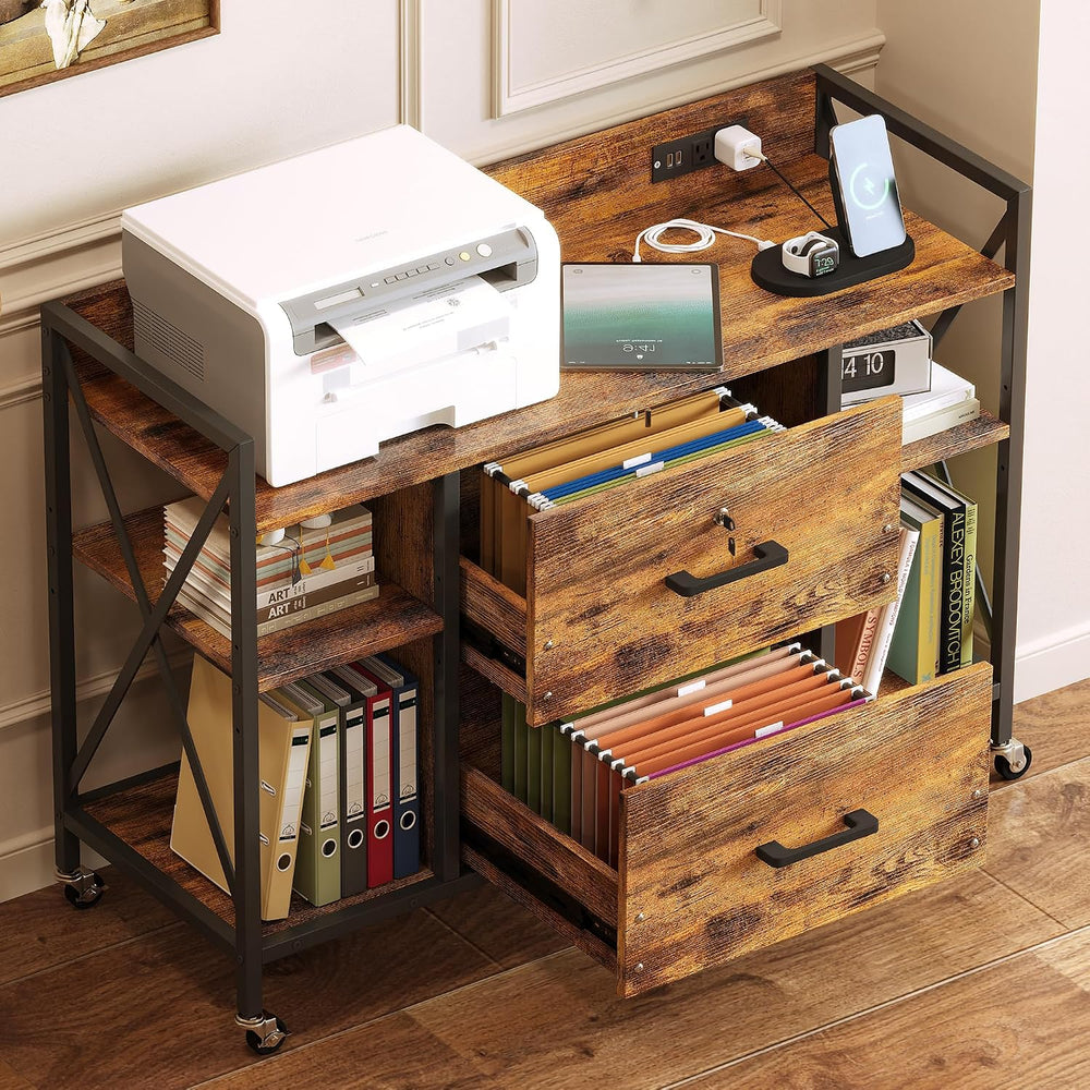 Office File Cabinet, 2 Drawer File Cabinets with Lock, Filing Cabinet with Po...