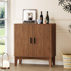 BORNOON Storage Cabinet with Doors and Adjustable Shelf, Modern Fluted Sideboard Buffet Cabinet, Freestanding Coffee Bar for Kitchen, Pantry, Entryway, Living Room