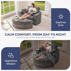 MAXYOYO Modular Sectional Chaise Lounge Sofa, Round Upholstered Lounge Chair with Ottoman, Comfy Couch with Layered Cushion, Tufted Sleeper Chair for Living Room, No Assembly, Dark Grey