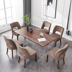 VKNOW Wooden Dining Chairs Set of 6, Modern Fabric Upholstered Dining Room Chair Kitchen Chairs, Farmhouse Dinner Chair for Kitchen Dining Room, Brown
