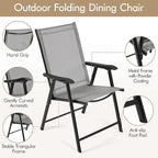 Yaheetech Patio Dining Chairs Set of 4 with Armrests, Outdoor Folding Chairs with Metal Frame and Backrest for Lawn, Garden, Yard and Poolside, Gray