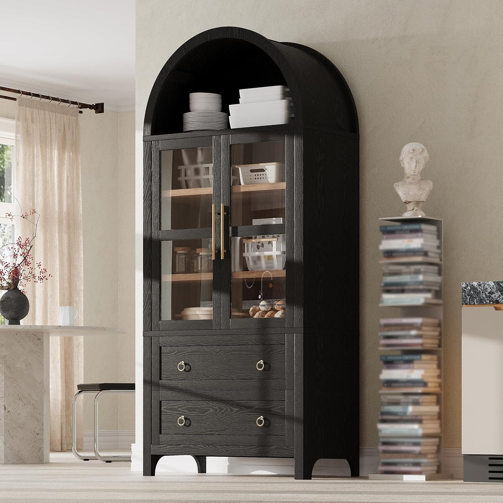 Arched Kitchen Pantry Cabinet, Modern Farmhouse Kitchen Tall Storage Cabinet ...