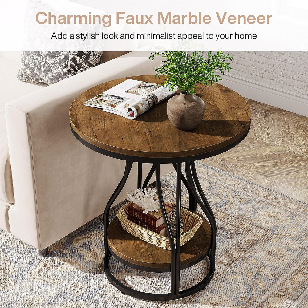 Tribesigns Round Side End Table 2-Tier End Tables Modern Bedside Table Small ...